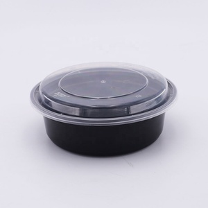 <span class=keywords><strong>Noir</strong></span> rond micro-ondable boîte à lunch à emporter en <span class=keywords><strong>plastique</strong></span> jetable <span class=keywords><strong>avec</strong></span> <span class=keywords><strong>couvercle</strong></span> - Product Image 4