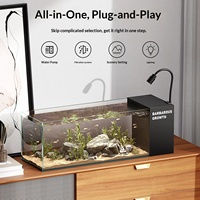 Aquarium rectangulaire moderne pour salon, petit aquarium en verre, super blanc, filtre latéral, sans changement d'eau, auto-circulation écologique, paresseux