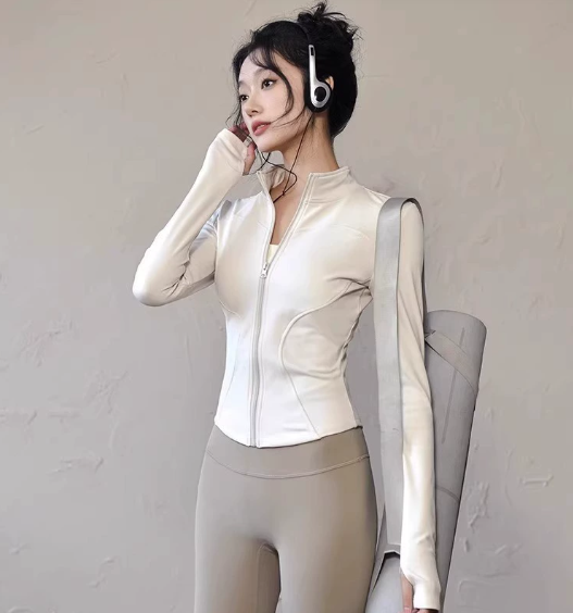 Sun Protection Quick-Dry Yoga Wear Slim Fit Running Fitness Sports Jacket Breathable High Elastic Slimming Sports Top