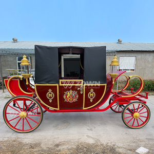 Charrette de tourisme électrique rétro, vente directe d'usine, charrette rouge avec auvent noir - Product Image 3