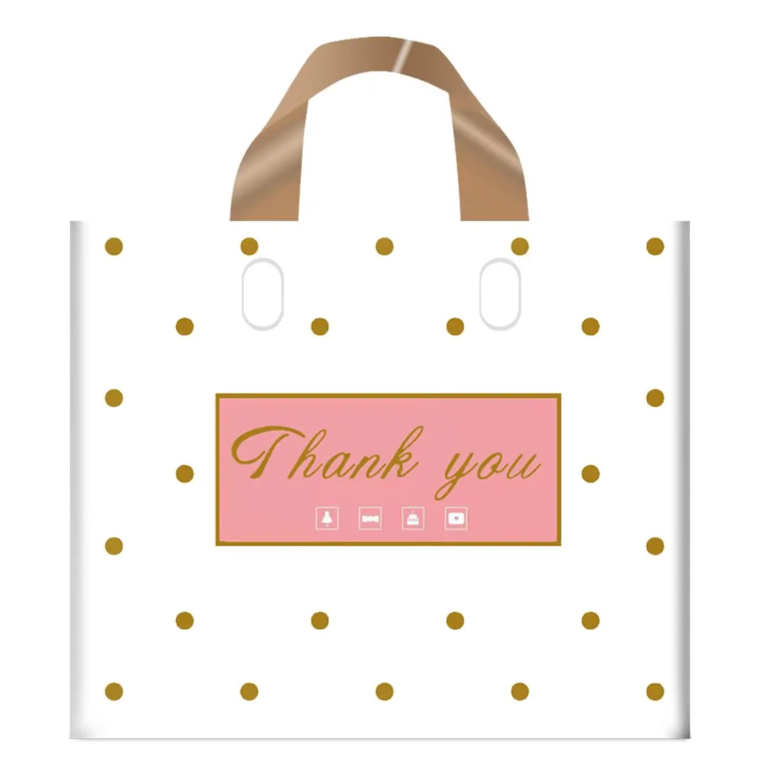 CTCX emballage de boutique de remerciement personnalisé rose/blanc/noir sac fourre-tout réutilisable avec poignée découpée sacs à provisions en plastique avec logos