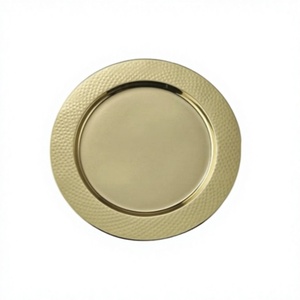 Assiette de présentation de qualité supérieure en acier inoxydable couleur or, sous-assiette personnalisable, forme ronde - Product Image 1