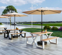 Tables de pique-nique en bois PS, aluminium pour l'extérieur, tables et chaises pliantes pour restaurant, ensemble de table de patio extérieur pour événements