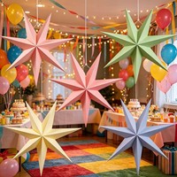 Vente en gros d'usine : Décoration suspendue étoile à sept branches cinq couleurs couleur macaron - Lanternes étoiles en papier indien semi-artisanales