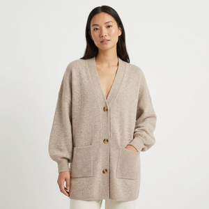 <b>Women</b> Autumn Classic Simple <b>Longline</b> Waterproof Thick Knit <b>Cardigan</b> V Neck Button - Product Image 1