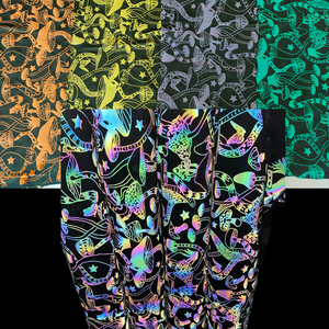 Thở Cao Có Thể Nhìn Thấy Cầu Vồng Óng Ánh Holographic Paisley Floral <span class=keywords><strong>Printed</strong></span> Phụ Nữ May Mặc Phản Quang Polyester Spandex Vải - Product Image 2