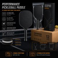 Raquette de paddle de forme standard avec logo personnalisé, surface en graphite, poignée en cuir, protection des bords de qualité professionnelle, design sans bords