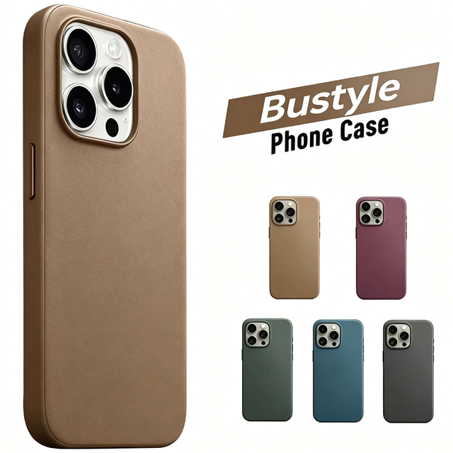 Customized Logo PU Leather Anti-Fingerprint Magnetic Shockproof Protective Cover for 15 16 17 Pro Max Luxury Business Shell