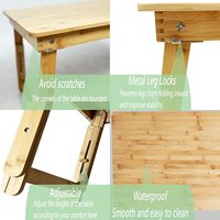 Table de pique-nique pliante en bambou et bois, style bohème, pour extérieur, table basse en bois, portable, pour camping et cuisine