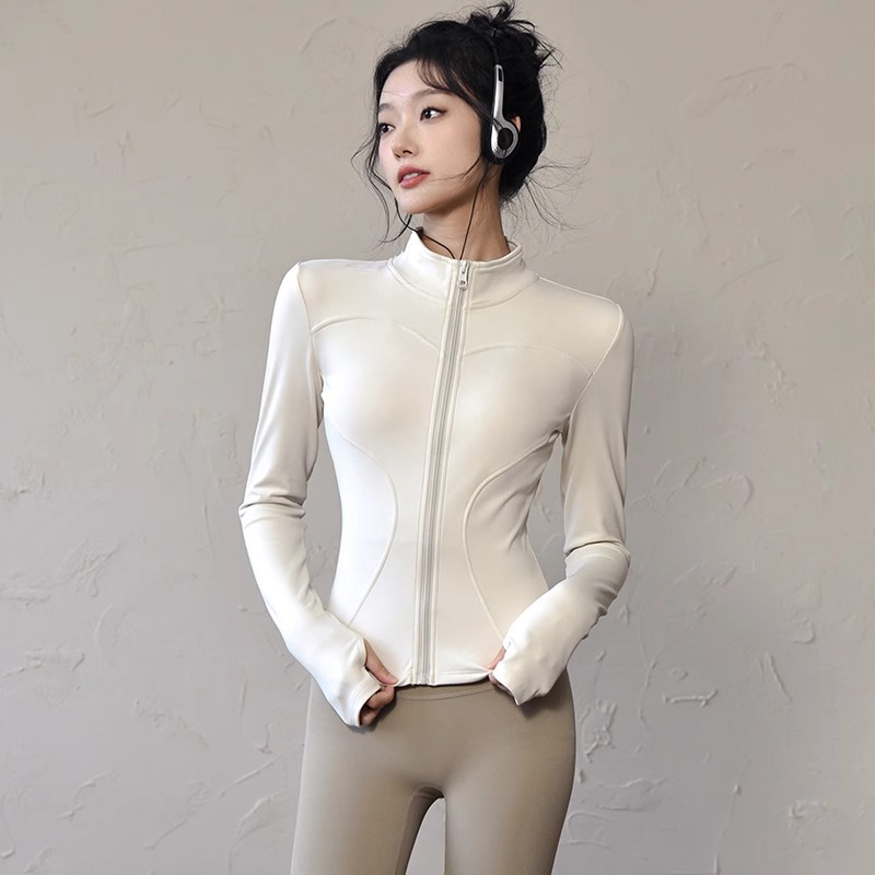 Sunscreen for Women's Yoga Sports Clothing Top Quick-Drying Long-Sleeved Tight-Fitting Spandex/Polyester Sport Casual Outdoor