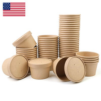Wholesale Paper Soup Cups Food Takeout Container Disposable Kraft Paper Salad Bowl with Lid
