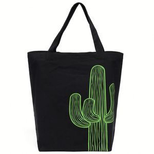 Sac de shopping réutilisable en forme de bateau noir à motif cactus, recyclé, pour promotion - Product Image 4