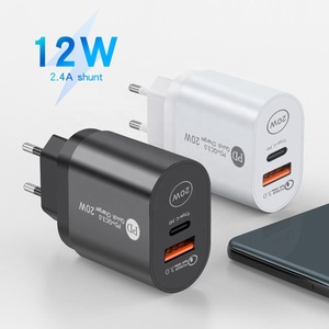 Chargeur mural <span class=keywords><strong>USB</strong></span> C double <span class=keywords><strong>port</strong></span> 12W <span class=keywords><strong>5V</strong></span> 2.4A Type C PD intelligent portable de voyage rapide pour téléphone portable appareil photo adaptateur d'alimentation - Product Image 2