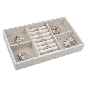Pu Leather Jewelry organizer tray set for Earring Ring Necklace velvet jewel display storage stackable jewellery tray