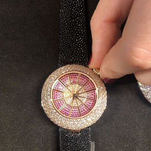 Montres colorées résistantes à l'eau avec cadran de 40 mm, mécanisme de conception ingénieux visible, bracelet en cuir, <span class=keywords><strong>lunette</strong></span> sertie de diamants, mécanique bon marché - Product Image 6