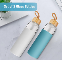 Bouteilles d'eau en verre de 18 oz pour la maison, gobelets en verre personnalisés avec logo, tasses à boire pour les fêtes, bouteilles en verre avec couvercles en bambou