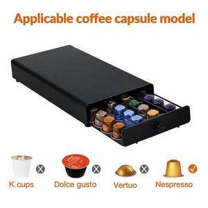 ลิ้นชักเก็บแคปซูลกาแฟโลหะ ความจุ 40 แคปซูล สำหรับเนสเพรสโซ พร้อมที่กันลื่นสำหรับจัดระเบียบเคาน์เตอร์ เหมาะสำหรับบ้าน ห้องครัว สำนักงาน ห้องเก็บของ - Product Image 5