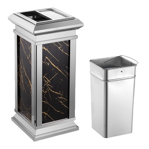 Cubo de basura de acero inoxidable para áreas públicas, cubo de basura duradero de gran capacidad, contenedor de basura moderno para hoteles y restaurantes - Product Image 5