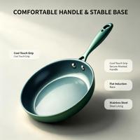 Poêle à frire en aluminium antiadhésive en céramique avec revêtement en acier inoxydable, poignée ergonomique, compatible induction pour la cuisine quotidienne à la maison
