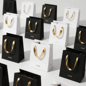 Honpak cao cấp sang trọng đáy phẳng túi giấy liền mạch tích hợp đúc Xử lý vòng eo thiết kế cho hàng may mặc quà tặng cao cấp - Product Image 1