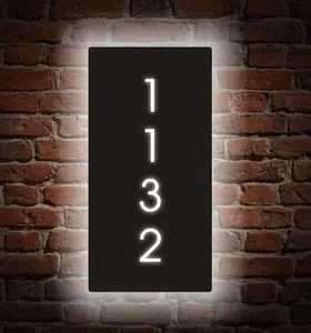 사용자 정의 룸 번호 플레이트 블랙 스테인레스 스틸 3D 집 번호 기호 야외 문 표지판
