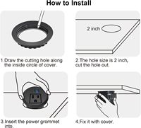Prise de courant encastrée ronde de 2 pouces pour table, avec charge rapide USB-C PD 20W, pour armoire et bureau