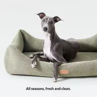 Cama de Lujo para Perros, Tamaño XL, con Patrón Sólido, Transpirable, Desmontable, Lavable, de Esponja y Lino, para las Cuatro Estaciones