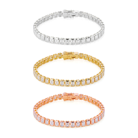 Cadena de tenis de diamante cultivado en laboratorio de corte esmeralda HPHT Pulsera con ajuste de bisel de diamante Cadena de tenis de diamante de laboratorio