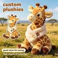 Boneka Jerapah Plushie Custom OEM dengan Selendang Kancing Fleece, Hewan Liar Savannah, Boneka Isi Dakron Desain Custom untuk Anak-anak, Bersertifikat CE CPC