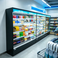 Vitrine réfrigérée commerciale à rideau d'air, multi-niveaux, ouverte, pour supermarché, avec étagères et refroidisseur d'air ouvert