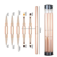 Logo personnalisé 5 pièces/ensemble à double extrémité outils d'art des ongles pinceaux de doublure professionnels dessin à rayures UV Gel peinture stylo de manucure