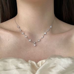 Dylam Elegance Design Fashion Fine Jewelry Women S925 <b>Silver</b> Non Tarnish 5A Zirconia Circle Four <b>Leaf</b> Clover Pendant <b>Necklace</b> - Product Image 3