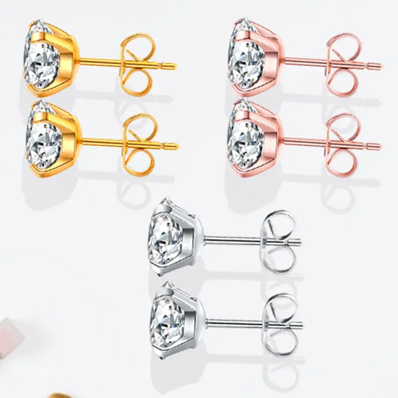 Minimalist isches Design vergoldete Edelstahl-Zirkon-Diamant-Ohr stecker für Frauen Männer