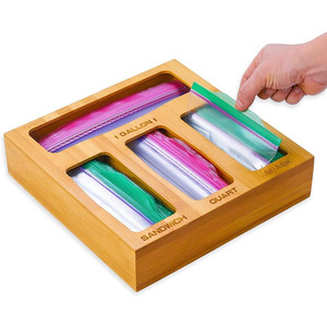 Bamboo Bag Storage Organizer Bamboo Bamboo Ziplock Bag Storage Organizer And Dispenser For Kitchen Drawer Compatible With Most Brands Gallon Quart Sandwich