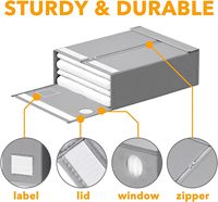 Lot de 4 organiseurs de draps et de rangement avec fenêtre transparente et étiquette, organiseur de draps pliable, boîte de rangement pour literie en tissu pour placard