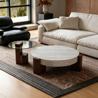 Italienischer Minimalistischer Wabi-Sabi Stil Hochwertiger Beweglicher Couchtisch aus Walnussholz für Wohnzimmermöbel