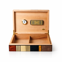 Boîte à cigares en bois artisanale de luxe avec doublure en cèdre espagnol, hygromètre, humidificateur, étui de rangement pour cigares de qualité supérieure
