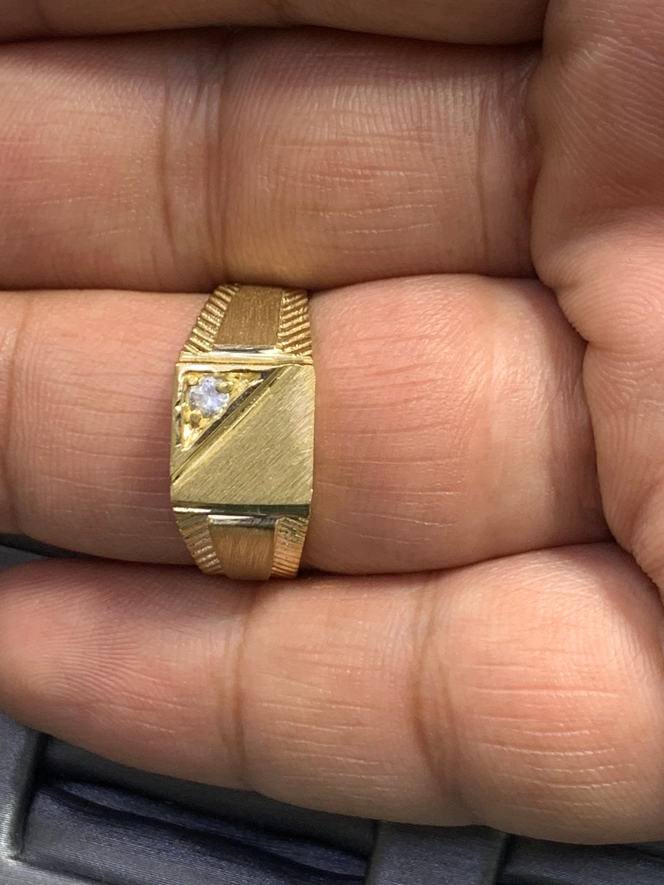 Duyizhao 14K Gold Plated Mens CZ Ring - Pharaoh Style