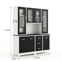 Meuble de rangement de cuisine avec porte, organisateur domestique, étagère de rangement, meuble de cuisine en métal mat avec tiroir