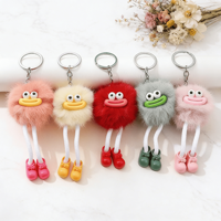 Porte-clés en fausse fourrure de lapin Rex douce, pompon pour chaton, poupée pompon, porte-clés pour femme, fille, breloque pour sac, jouet, pendentif, accessoires