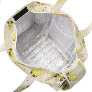 Sac à déjeuner pliable imperméable toutes saisons avec fermeture éclair, motif Mimosa, sac à main portable pour femme, capacité 3L+ - Product Image 5