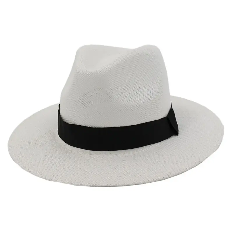 Шляпа от солнца для женщин и мужчин, Классическая пляжная Соломенная Панама, Кепка с защитой от ультрафиолета, белая, на лето