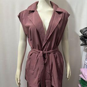 Sleeveless Suit Collar Tie Cardigan High Waist <b>Pants</b> Women's Casual 2-piece Set Fashion - Product Image 6