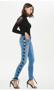 Jeans skinny <span class=keywords><strong>taille</strong></span> haute sexy pour femmes pantalon en denim bleu clair jeans <span class=keywords><strong>slim</strong></span> à lacets pour femmes <span class=keywords><strong>jegging</strong></span> - Product Image 2