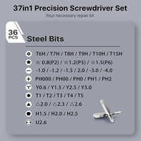 Kit de tournevis AXTH 37 en 1, kit d'outils de réparation, jeu de tournevis magnétiques durables, embouts de précision pour drones, vente en gros