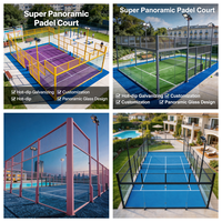 Terrain de padel panoramique avec toit intégré, éclairage LED intégré et volets de ventilation pour un confort optimal