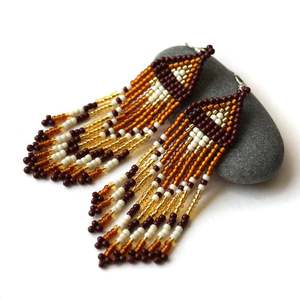 Pendientes Largos de Moda con Cuentas, Pendientes Marrones - Product Image 1