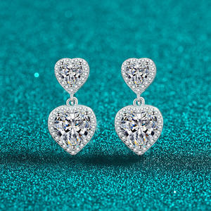 ต่างหูเพชรโมอิสรูปหัวใจคู่ขนาด5กะรัตลายหัวใจประดับ925สินค้ามาใหม่ต่างหูทรงหยดน้ำเพชรโมอิสซาไนต์คุณภาพสูงสำหรับผู้หญิงมาใหม่ - Product Image 2