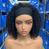 Perruque bandeau en cheveux humains bouclés crépus, sans colle, en cheveux brésiliens vierges, pour femmes noires