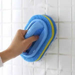 Zenidoo Eco-Friendly Silicone Household Cleaning Tools Thickened Kitchen Bathroom <b>Tile</b> Cleaning Brush <b>Plastic</b> Handle for Stain - Product Image 1